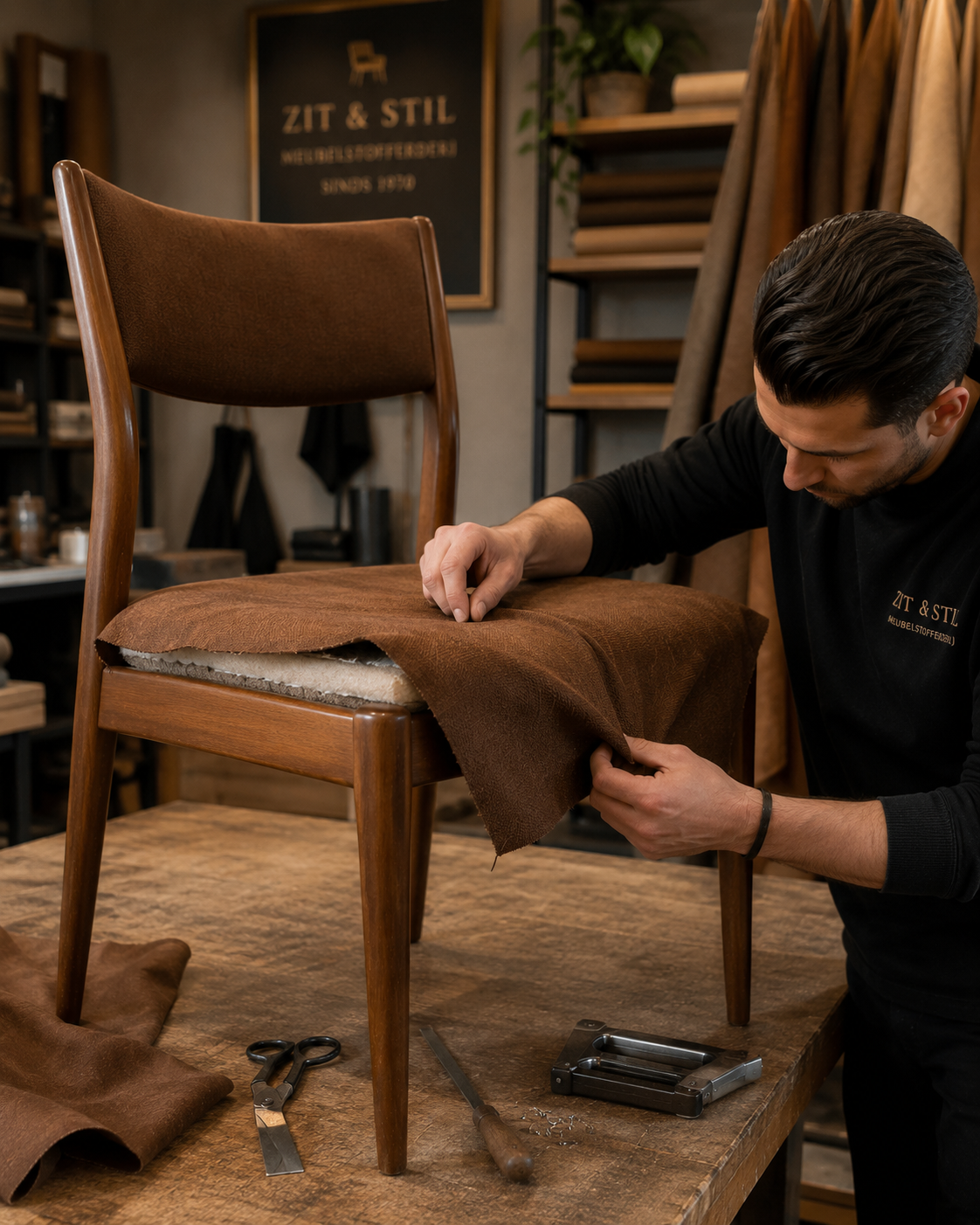 Stoelen in werkplaats